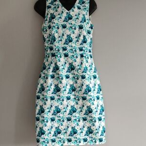 📏Teal Floral Sheath Summer Dress